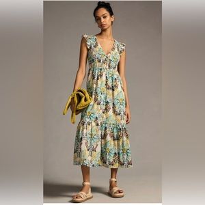 Anthropologie The Peregrine Midi Maxi Dress Color: CHARTREUSE Size 1X